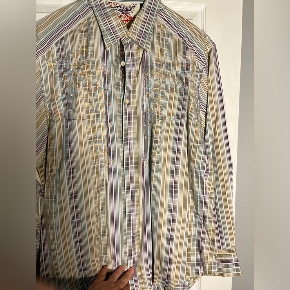 Robert Graham Embroidered Sport Shirt Sz XL